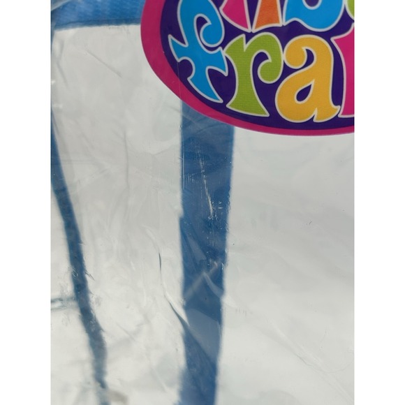 Vintage 90s Y2K Lisa Frank Logo Clear Backpack See-Thru Vinyl Blue Straps 15\